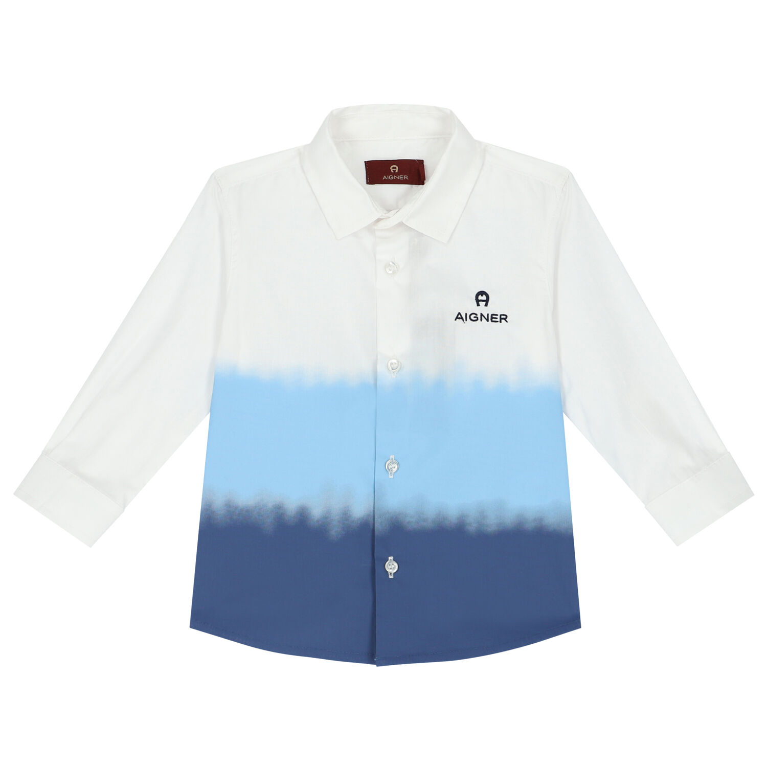 Younger Boys White & Blue Logo Shirt, 1, hi-res