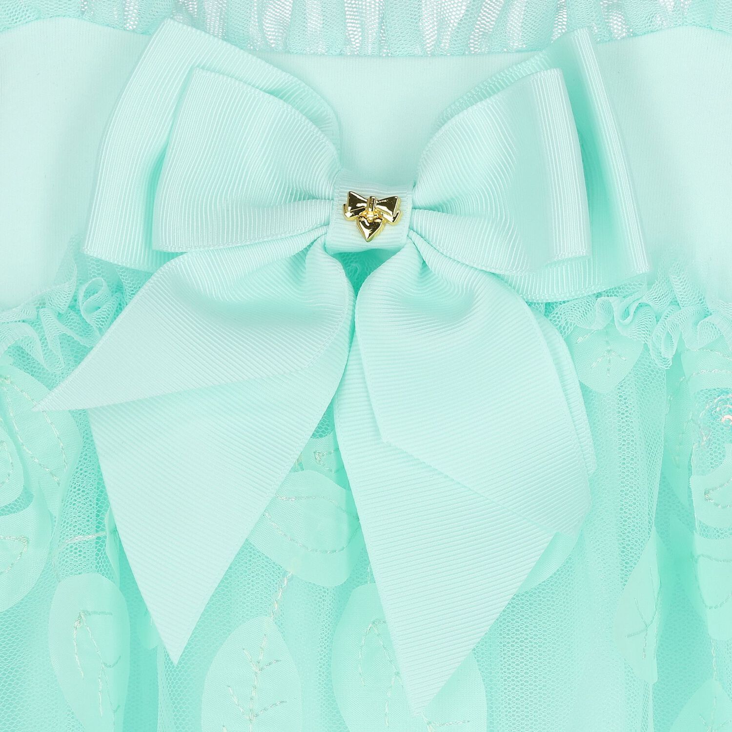 فستان بنات من التول مطرز باللون الاخضر , 1, hi-res