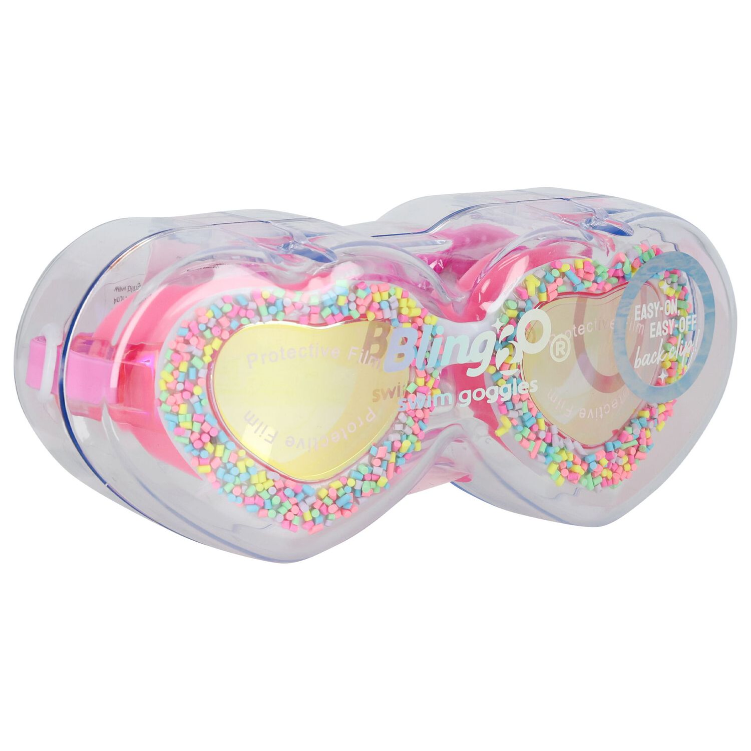 Girls Pink Heart Swimming Goggles, 1, hi-res
