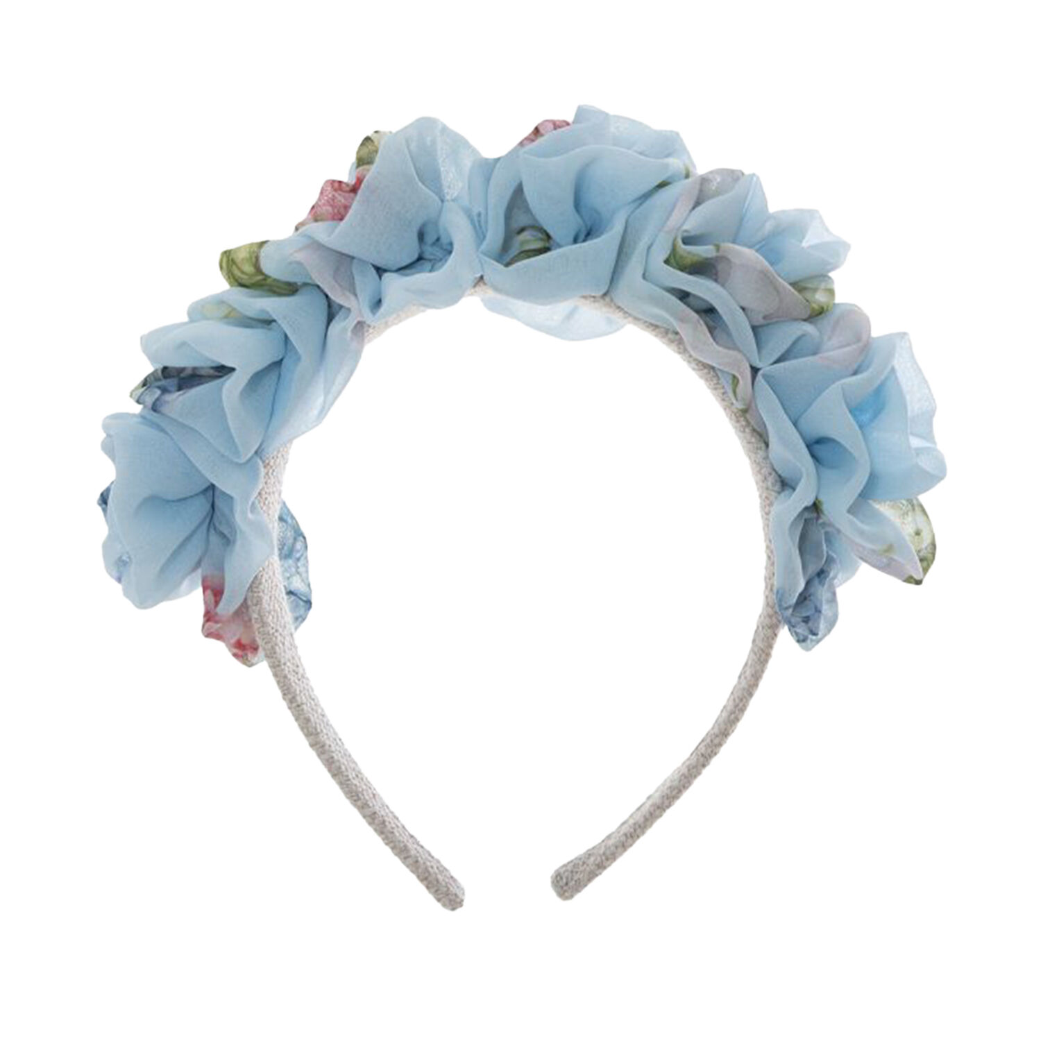 Girls Blue Floral Headband, 2, hi-res image number null