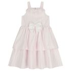 Girls Pink & White Stripe Dress Set, 1, hi-res