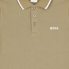 Boys Mini Me Beige Logo Polo Shirt, 4, hi-res