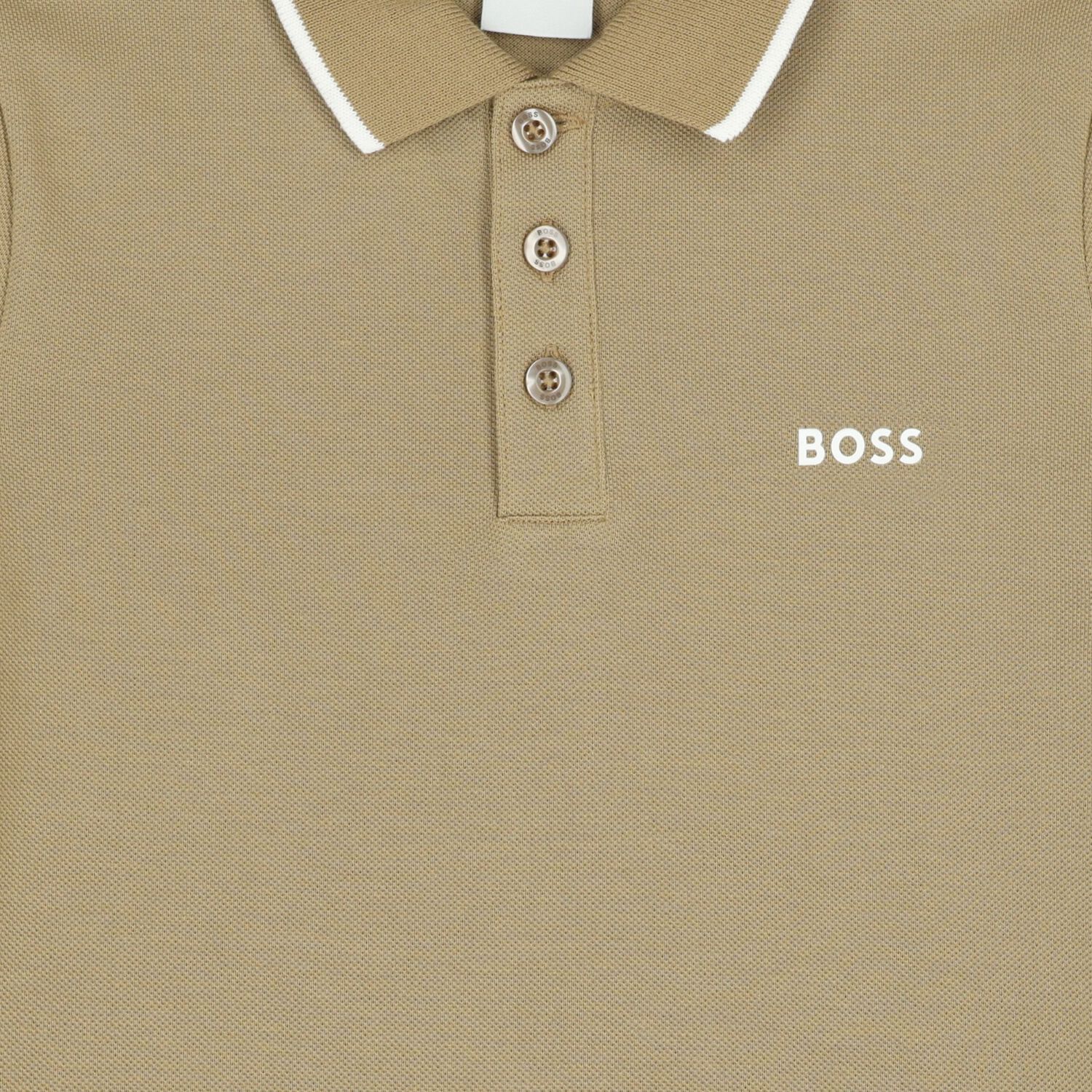 Boys Mini Me Beige Logo Polo Shirt, 4, hi-res