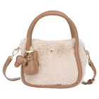 Girls Beige Faux Fur Handbag ( 13cm ), 1, hi-res