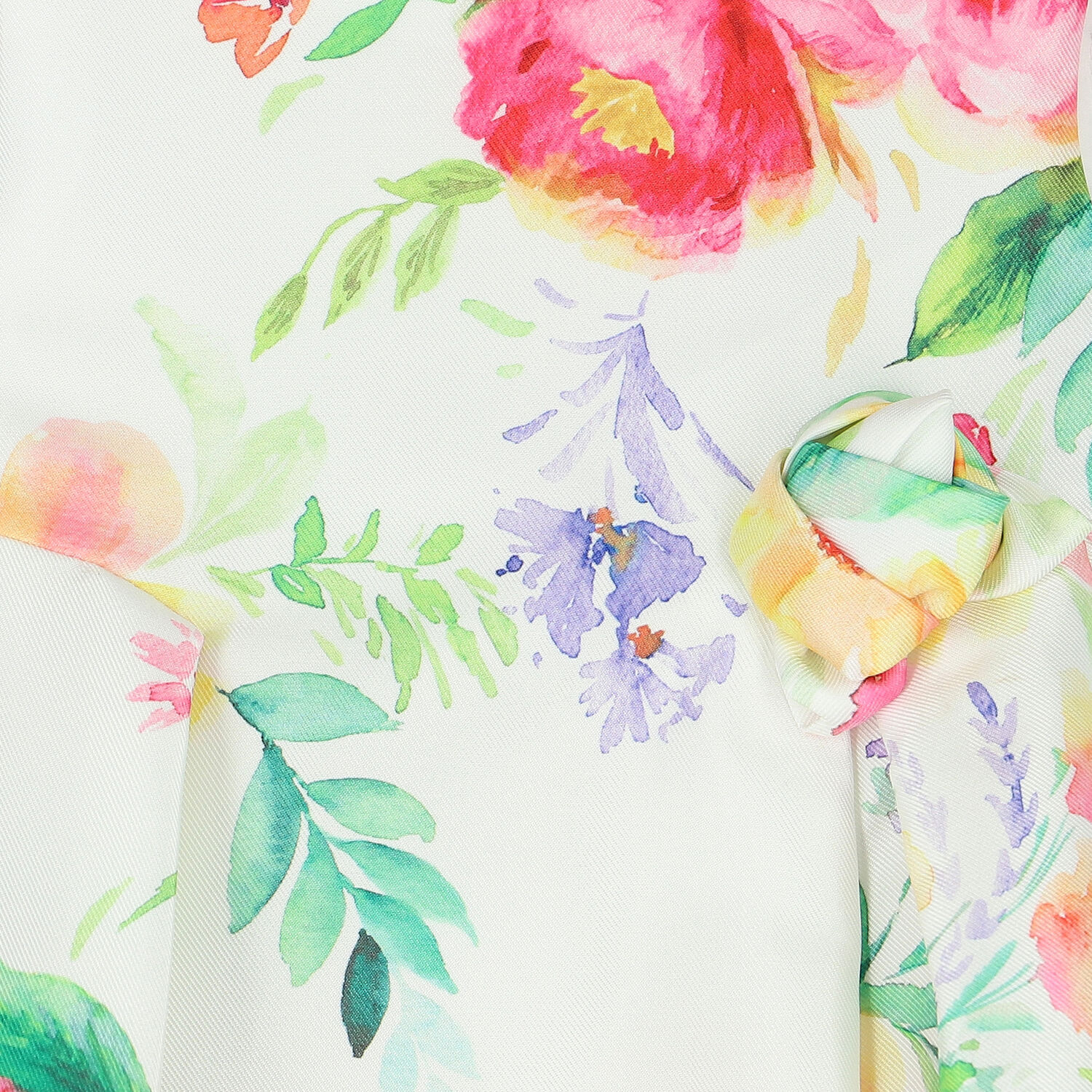 Younger Girls Ivory Floral Satin Dress, 1, hi-res image number null