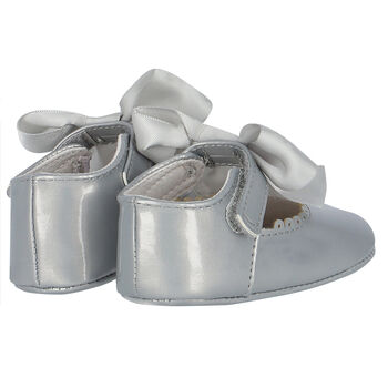 Baby Girls Silver Bow Pre Walker Shoes