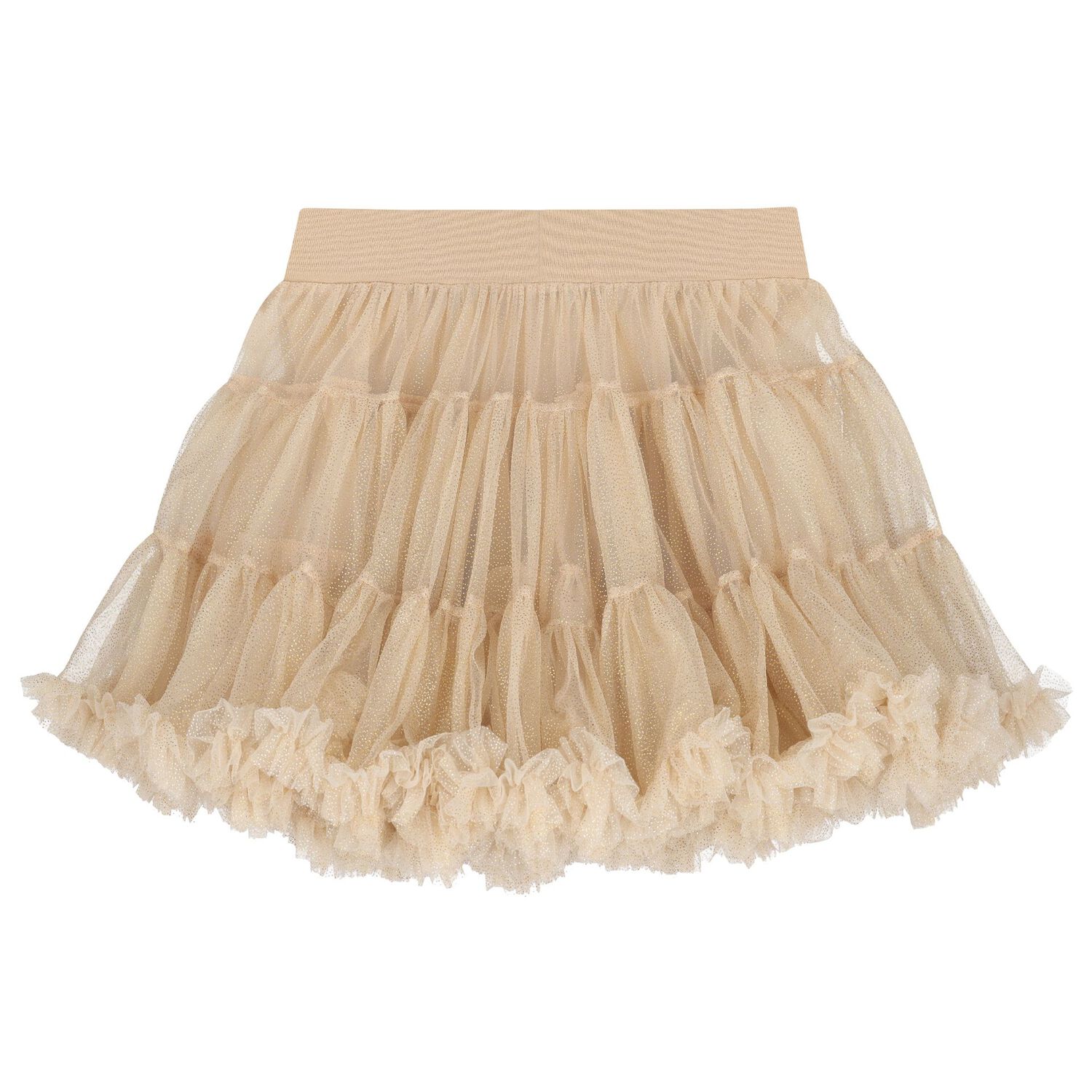 Girls Beige & Gold Tule Skirt, 14, hi-res image number null