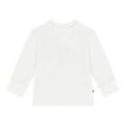 Younger Boys White Logo Long Sleeve Top, 2, hi-res
