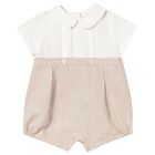 Baby Boys Ivory & Beige Romper, 1, hi-res