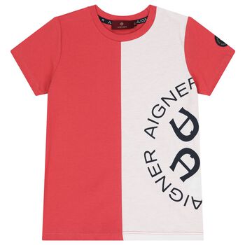 Boys Red & White Logo T-Shirt