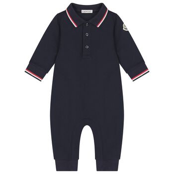 Baby Boys Navy Blue Logo Polo Romper