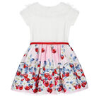 Girls White & Pink Cherry Dress, 1, hi-res