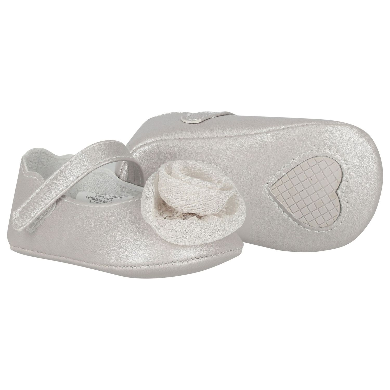 Baby Girls Silver Flower Pre Walker Shoes, 2, hi-res