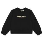 سويت شيرت بنات بالشعار باللون الأسود, 1, hi-res