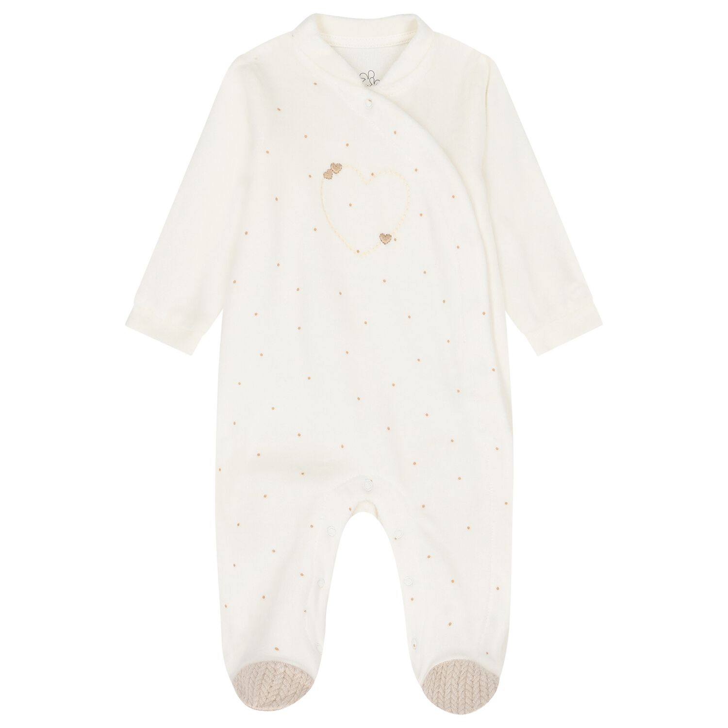 Baby Girls Ivory Heart Babygrow, 1, hi-res