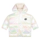 Younger Girls Ivory Iridescent Puffer Jacket, 1, hi-res