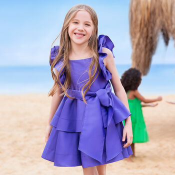 Girls Purple Ruffled Dress