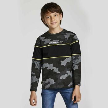 Boys Grey Camo Top