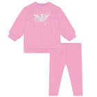 Younger Girls Pink Logo Leggings Set, 1, hi-res