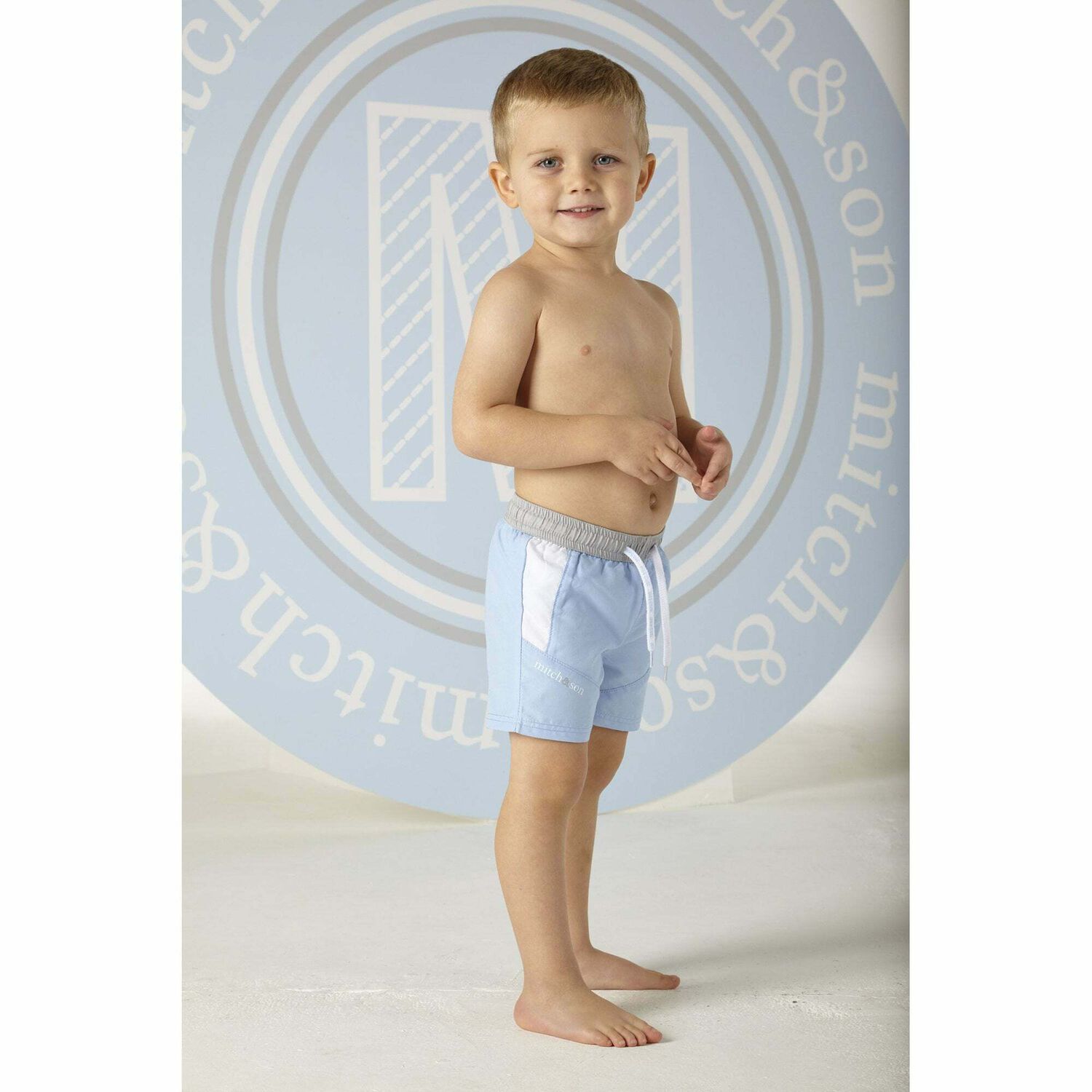 Younger Boys Blue Swim Shorts, 1, hi-res