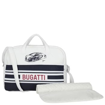 Baby Boys White & Navy Blue Logo Changing Bag ( 42cm )