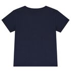 Girls Navy Blue Logo Heart T-Shirt, 2, hi-res