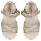 Younger Girls Gold Sandals, 1, hi-res
