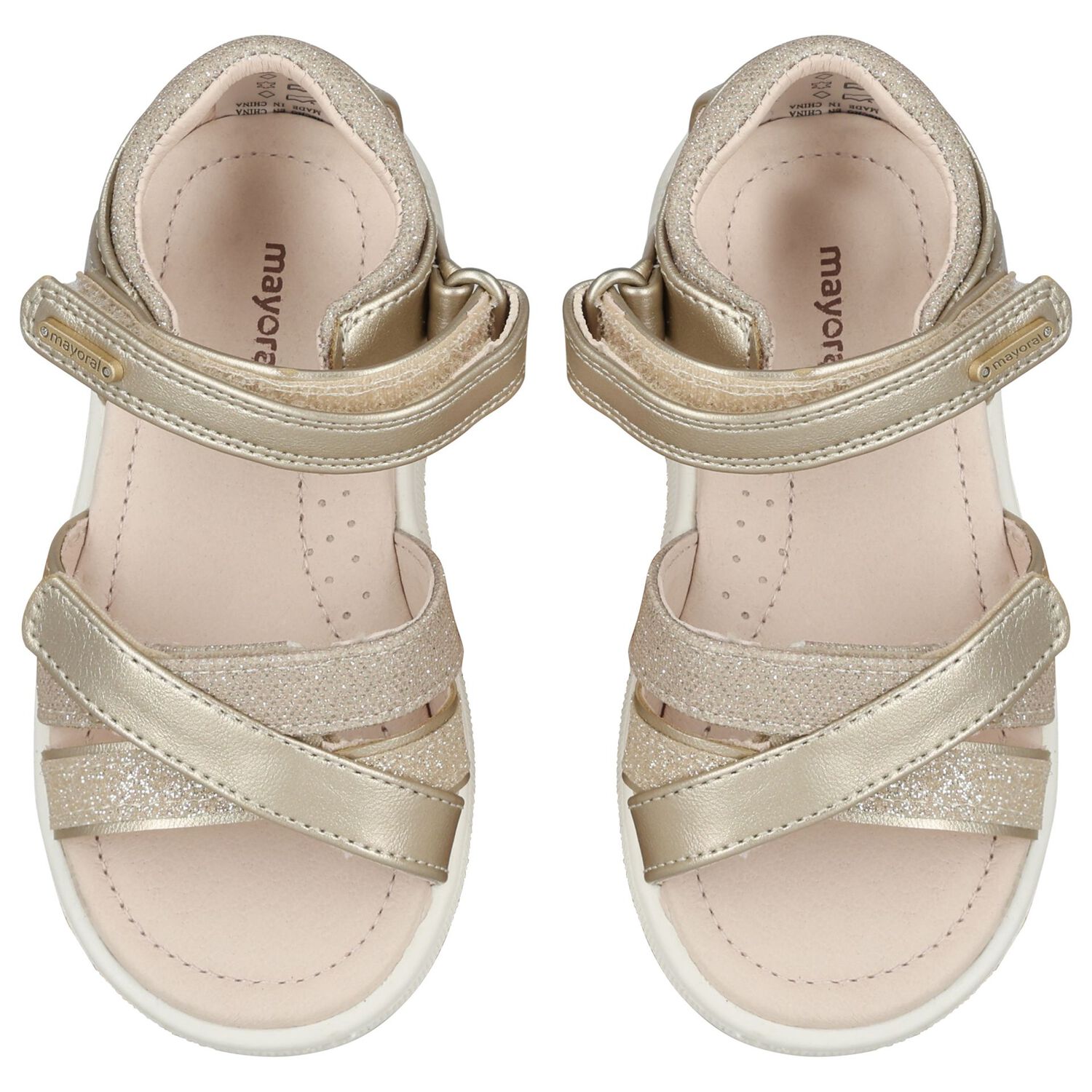 Younger Girls Gold Sandals, 1, hi-res