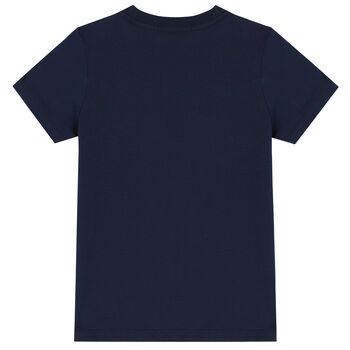 Boys Navy Striped Logo T-Shirt