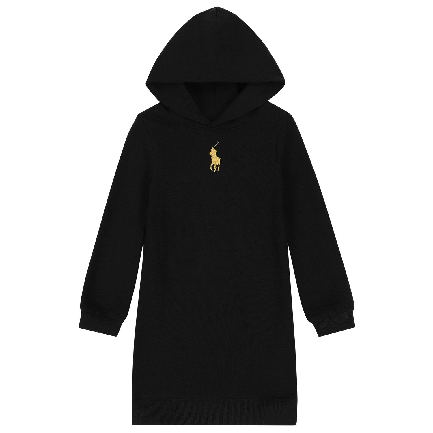 فستان هودى بالشعار باللون الاسود, 1, hi-res