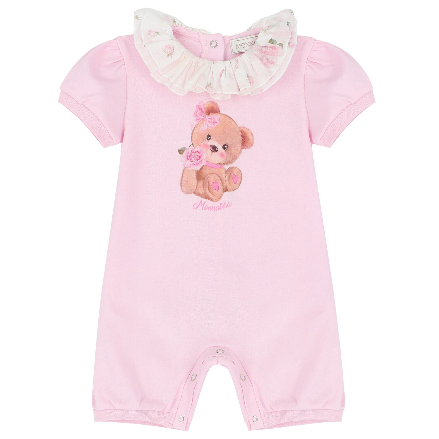 Baby Girls Pink Teddy Bear Romper, 1, hi-res image number null