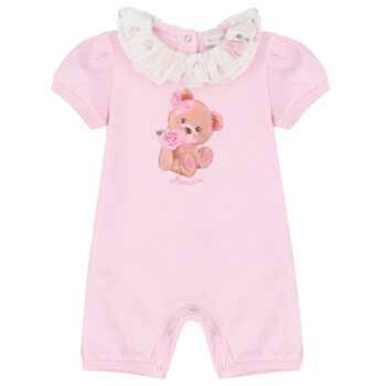 Baby Girls Pink Teddy Bear Romper