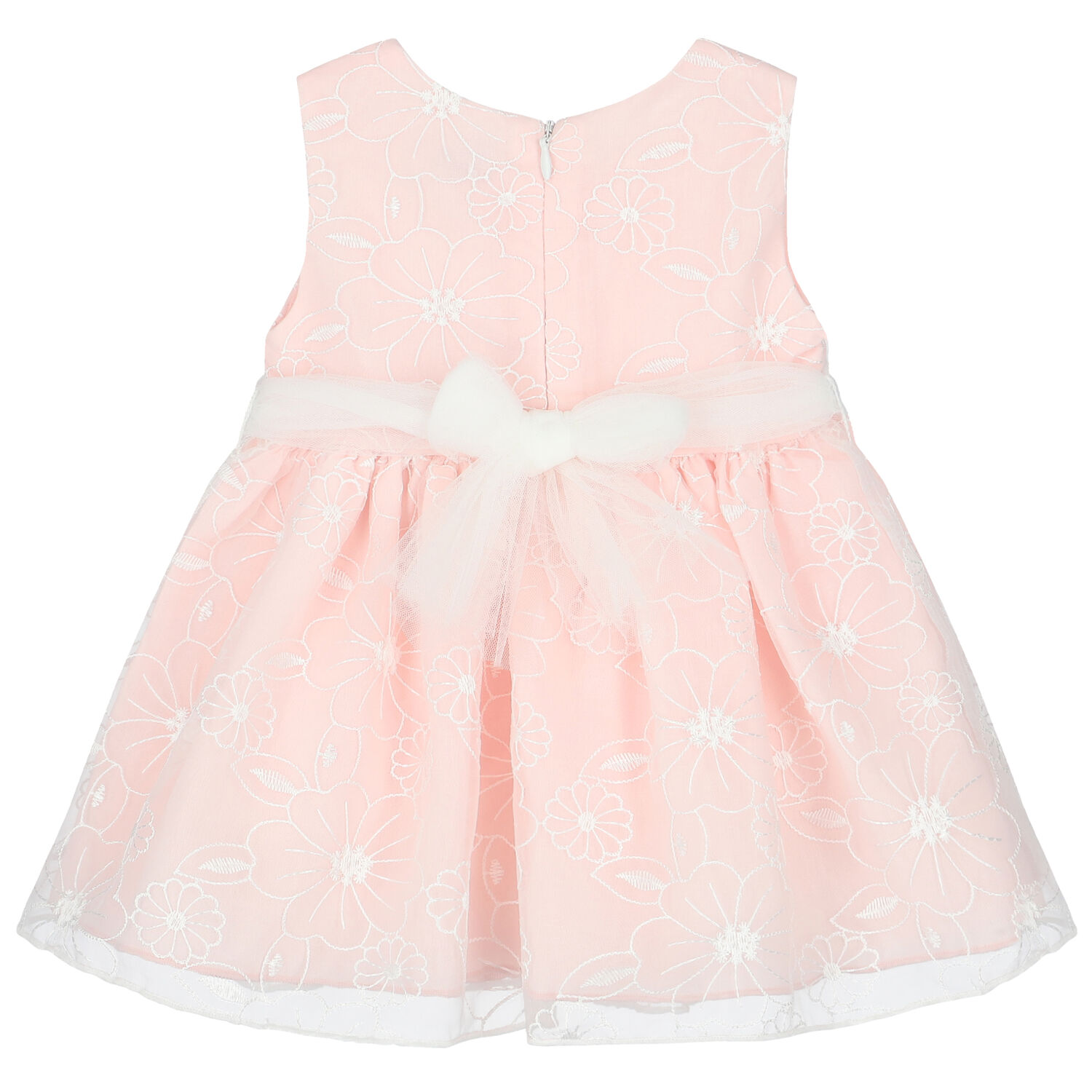 Younger Girls Pink Floral Organza Dress, 1, hi-res