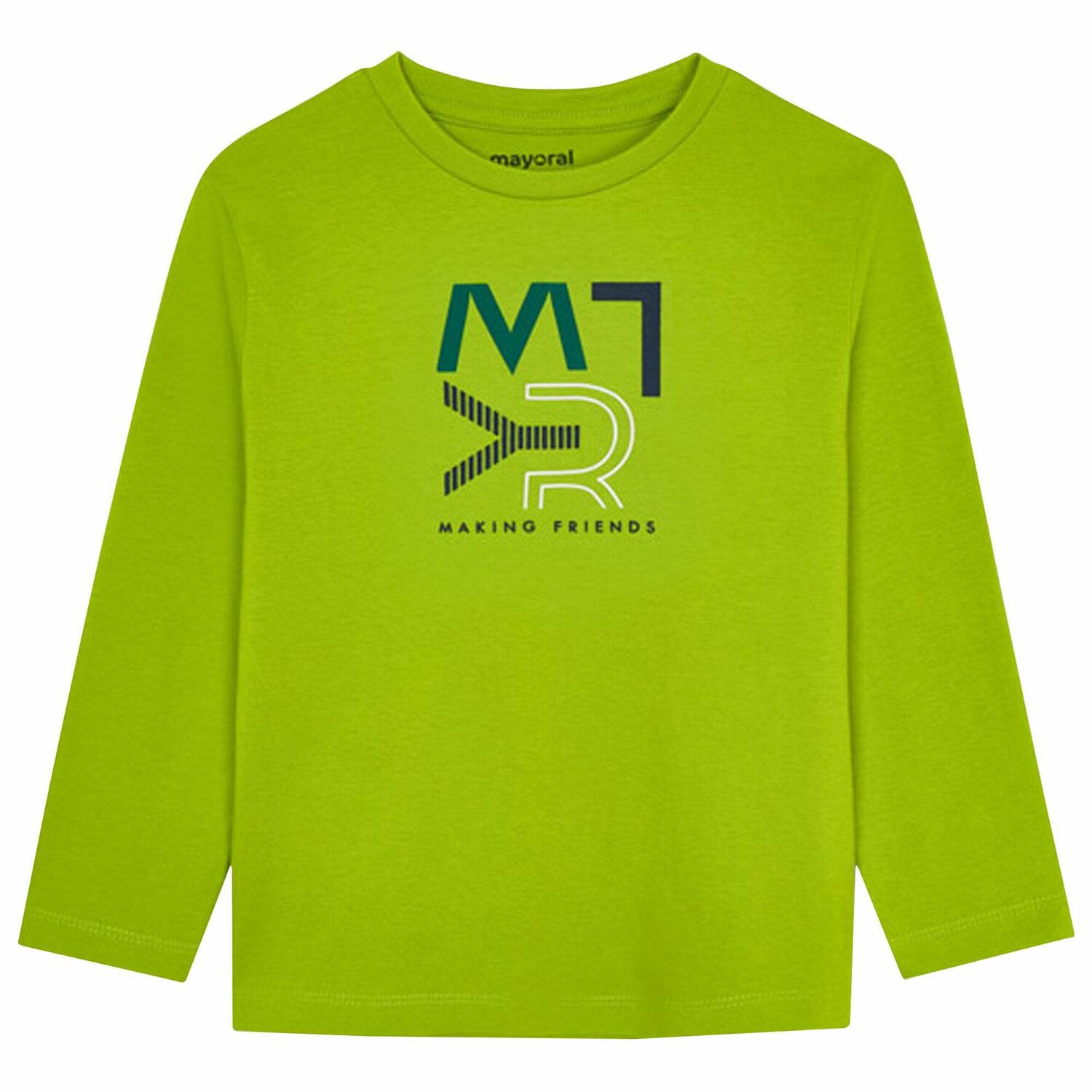 Boys Green Logo Long Sleeve Top, 1, hi-res