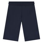 Younger Boys Navy Blue Logo Shorts, 1, hi-res