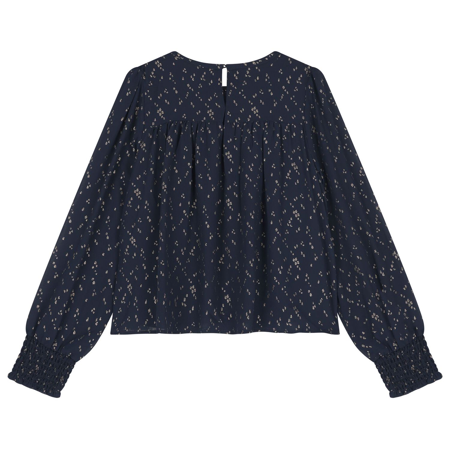Girls Navy Blue Chiffon Blouse, 1, hi-res