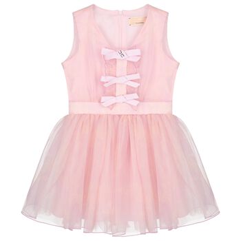 Girls Pink Bow Tulle Dress
