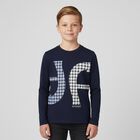 Boys Navy Blue Logo Long Sleeve Top, 1, hi-res