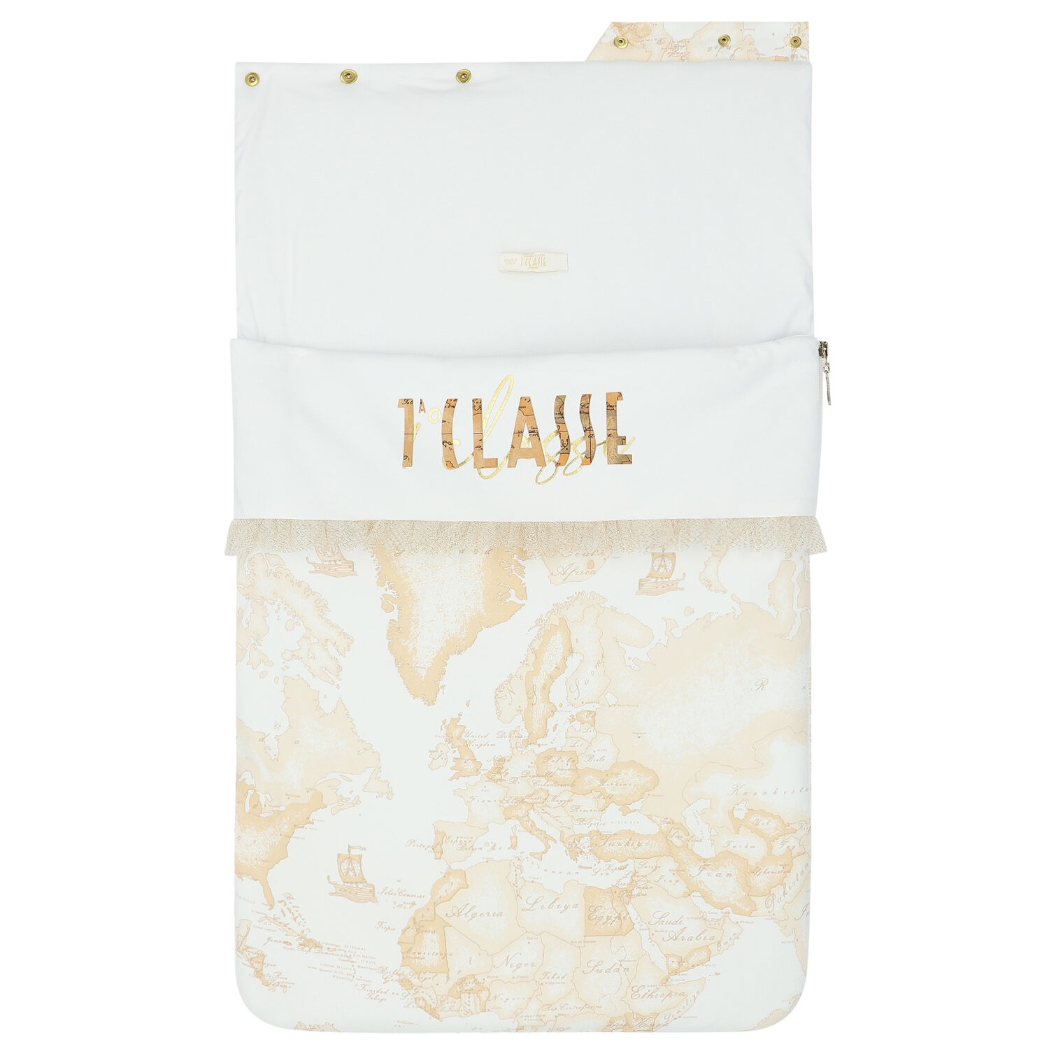 Girls White & Beige Geo Map Baby Nest, 1, hi-res image number null