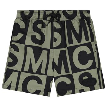 Boys Green & Black Logo Swim Shorts