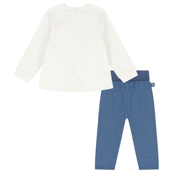 Baby Girls Ivory & Blue Tracksuit, 1 Baby Girls Ivory & Blue Tracksuit