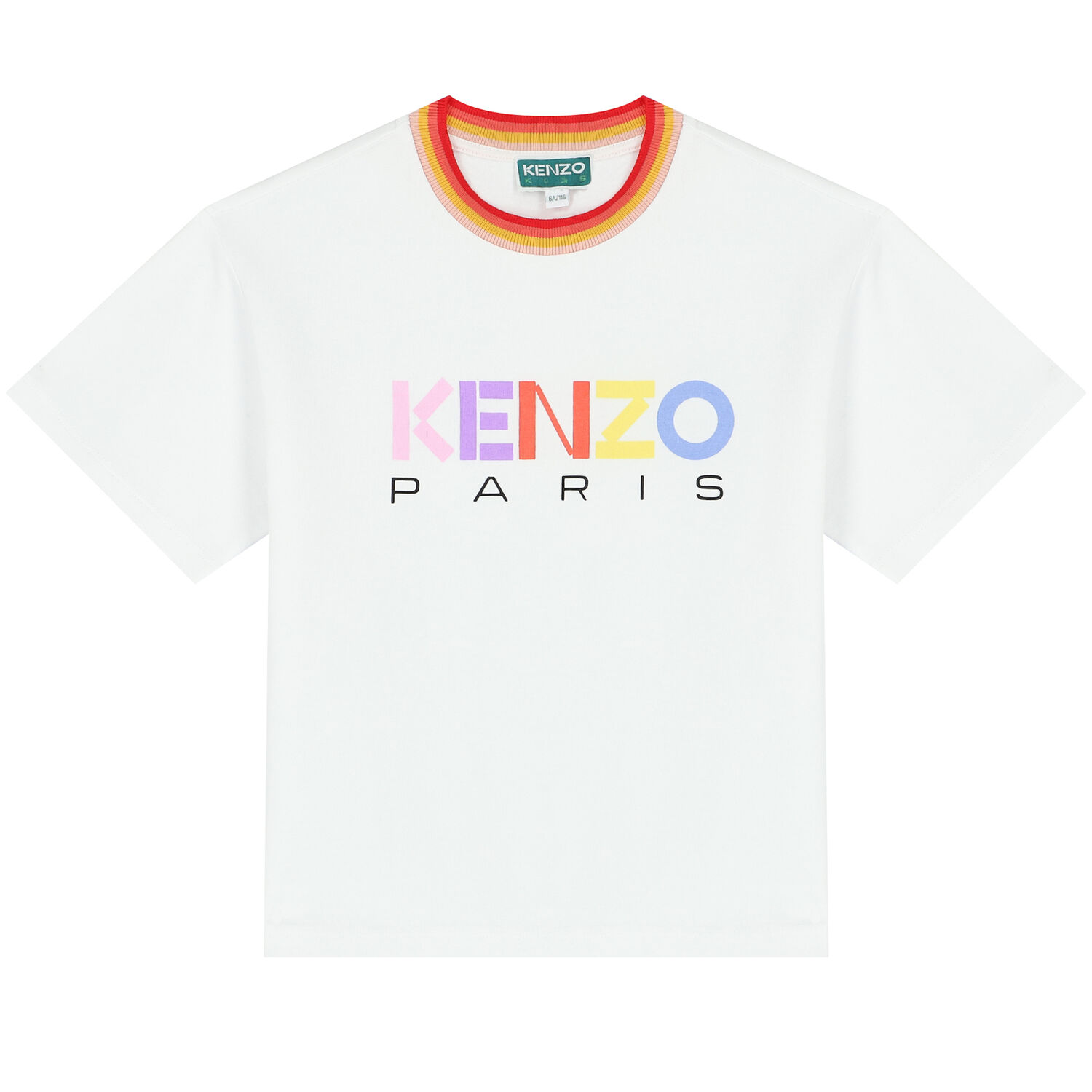 تيشيرت بالشعار باللون الأبيض للبنات, 1, hi-res