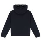 Boys Navy Blue Logo Zip Up Top, 1, hi-res