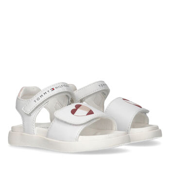 Girls White Heart Logo Sandals