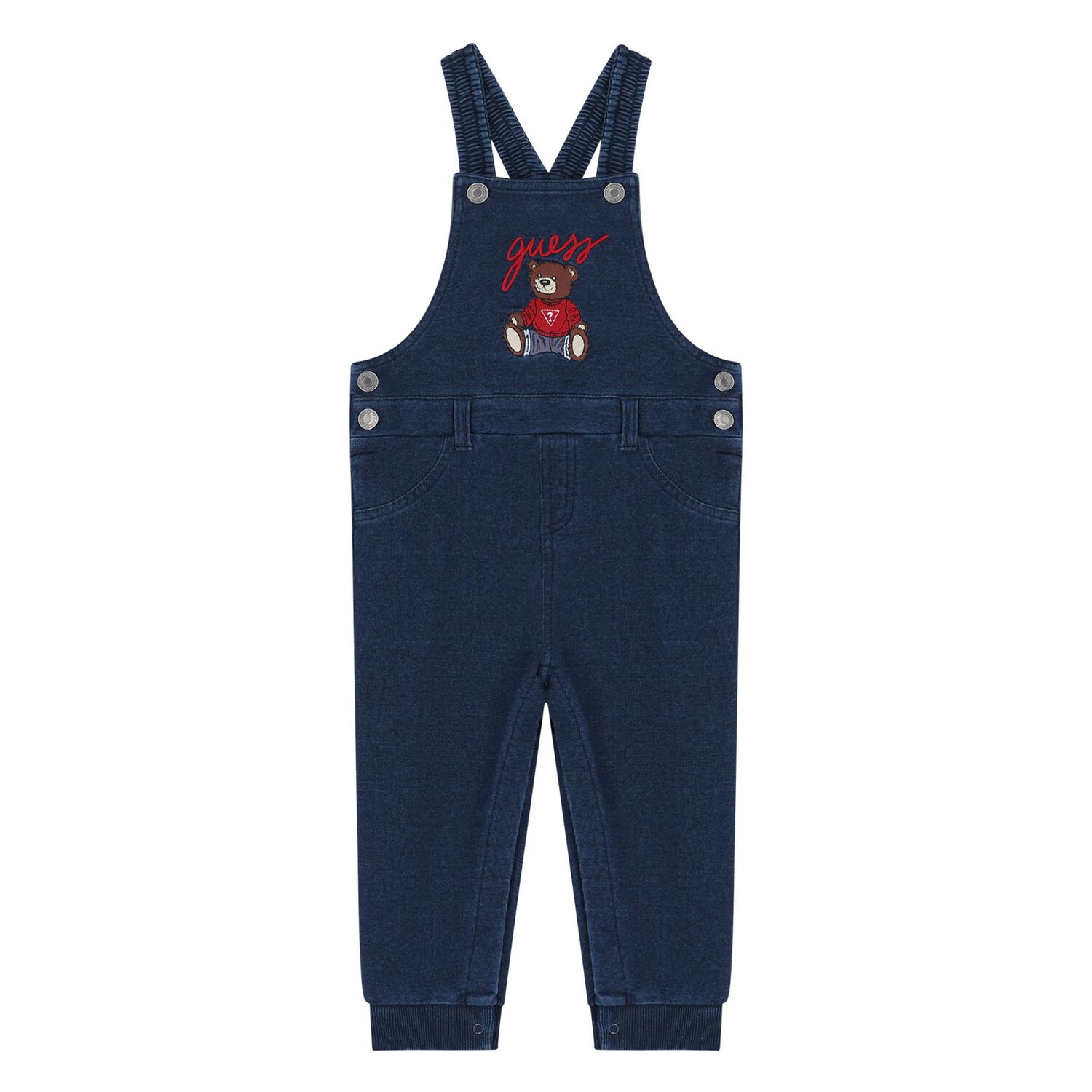 Baby Boys Navy Blue Logo Teddy Bear Dungaree Set, 1, hi-res