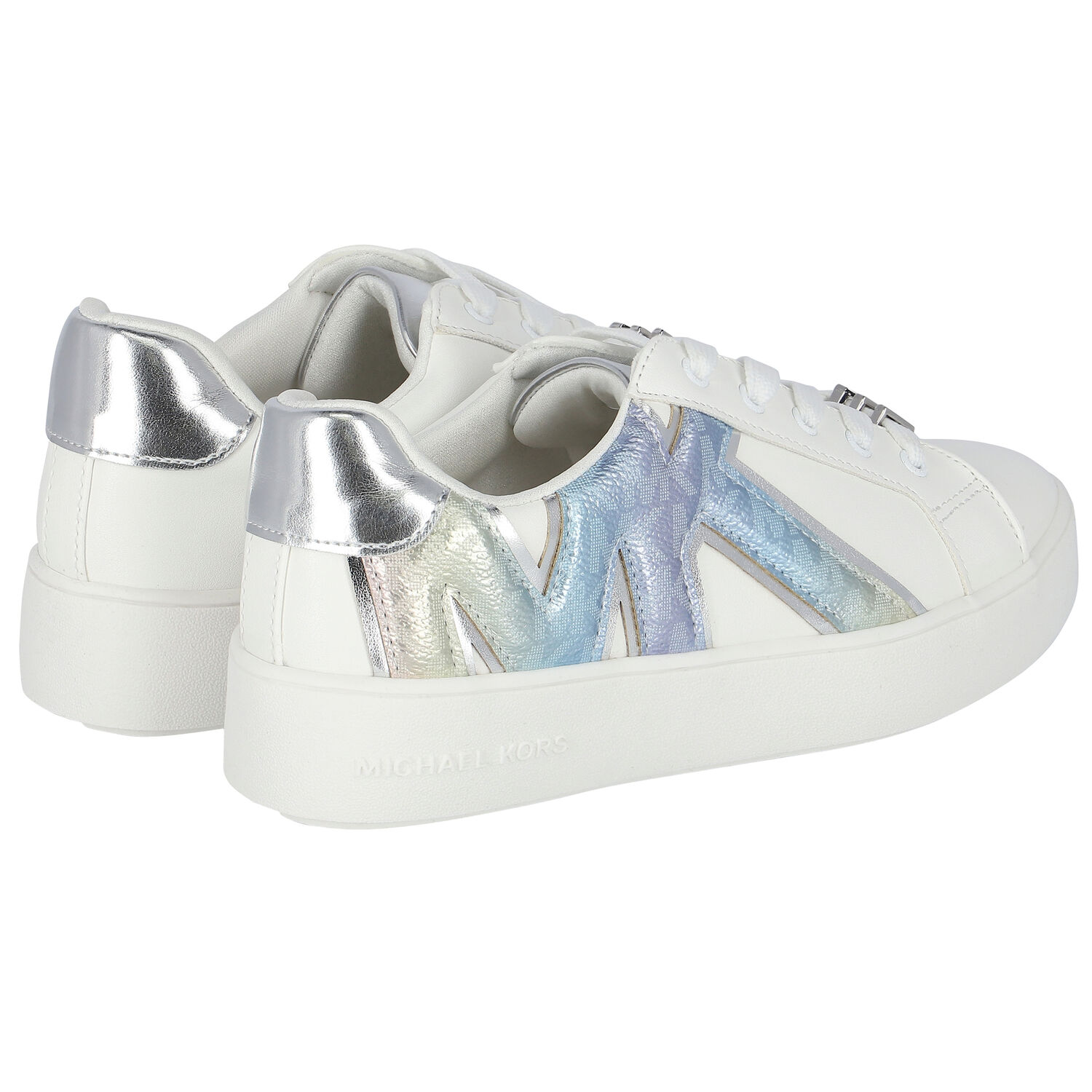 Girls White Logo Trainers, 1, hi-res