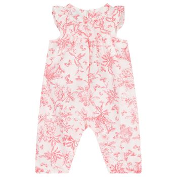 Baby Girls White & Red Floral Romper
