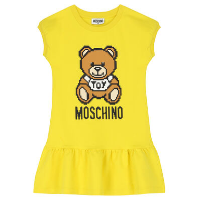 Girls Yellow Teddy Logo Dress