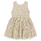 Girls Gold Floral Tulle Dress, 1, hi-res