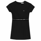 Girls Black Logo Dress, 1, hi-res